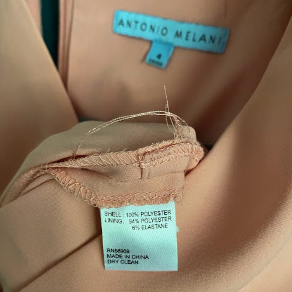 ANTONIO MELANI Pink and Cream Jumpsuit with V-Neck and Tie Belt - Picture 4 of 12